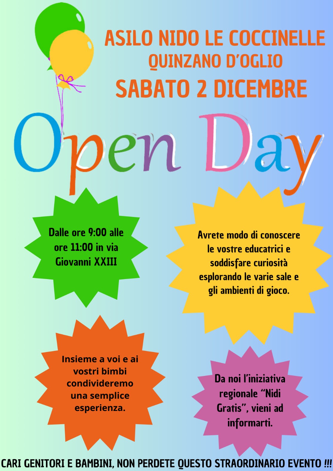 Al momento stai visualizzando OPEN DAY AL NIDO “LE COCCINELLE”